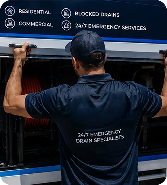 A licensed Burwood plumber at the service van